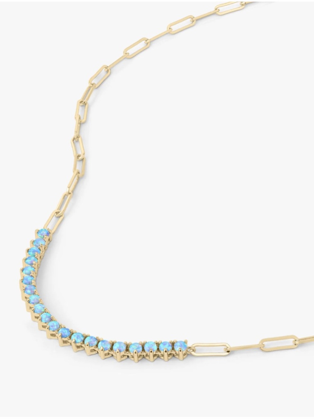Melinda Maria Gold Paperclip Chain Necklace with Simulated Opal Stones - Picture 3 of 9